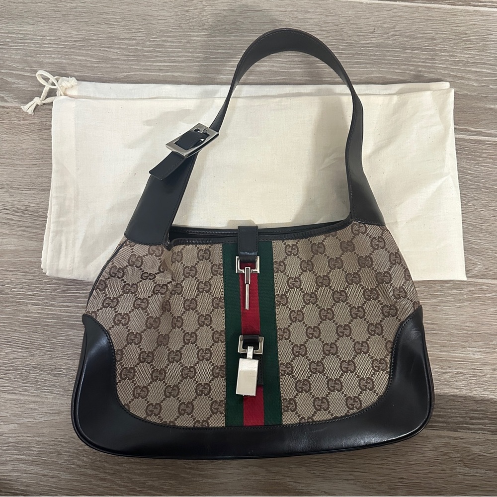 Gucci Jackie Sherry Canvas Shoulder Bag